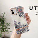 Translucent Electroplating Flower Phone Case For iPhone 14 Max (Po-phase Flowers)
