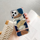 Translucent Electroplating Flower Phone Case For iPhone 14 Max (Color Banana Leaf)