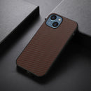 For iPhone 14 Carbon Fiber Texture Phone Case (Brown)