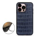 For iPhone 14 Pro Max Crocodile Texture Genuine Leather Phone Case (Blue)