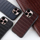 For iPhone 14 Pro Max Crocodile Texture Genuine Leather Phone Case (Brown)