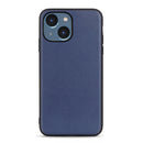 For iPhone 14 Lambskin Texture Genuine Leather Phone Case (Blue)