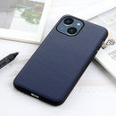 For iPhone 14 Lambskin Texture Genuine Leather Phone Case (Blue)