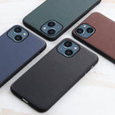 For iPhone 14 Lambskin Texture Genuine Leather Phone Case (Blue)