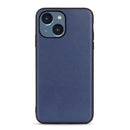 For iPhone 14 Max Lambskin Texture Genuine Leather Phone Case (Blue)