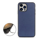 For iPhone 14 Max Lambskin Texture Genuine Leather Phone Case (Blue)