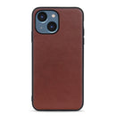 For iPhone 14 Max Lambskin Texture Genuine Leather Phone Case (Brown)