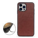 For iPhone 14 Max Lambskin Texture Genuine Leather Phone Case (Brown)
