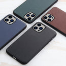 For iPhone 14 Max Lambskin Texture Genuine Leather Phone Case (Brown)