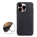 For iPhone 14 Pro Max Lambskin Texture Genuine Leather Phone Case (Black)