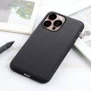For iPhone 14 Pro Max Lambskin Texture Genuine Leather Phone Case (Black)