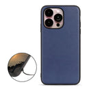 For iPhone 14 Pro Max Lambskin Texture Genuine Leather Phone Case (Blue)