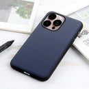 For iPhone 14 Pro Max Lambskin Texture Genuine Leather Phone Case (Blue)