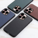 For iPhone 14 Pro Max Lambskin Texture Genuine Leather Phone Case (Blue)