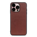 For iPhone 14 Pro Max Lambskin Texture Genuine Leather Phone Case (Brown)