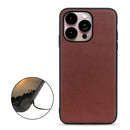 For iPhone 14 Pro Max Lambskin Texture Genuine Leather Phone Case (Brown)