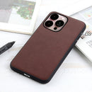 For iPhone 14 Pro Max Lambskin Texture Genuine Leather Phone Case (Brown)