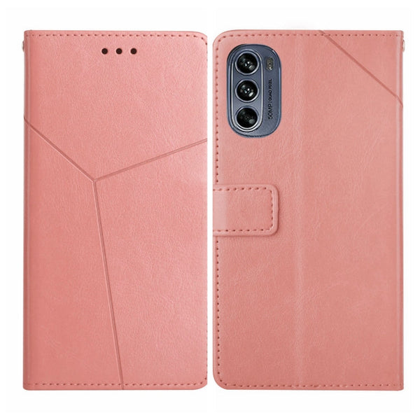 For Motorola Moto G62 5G Y Stitching Horizontal Flip Leather Phone Case(Rose Gold)
