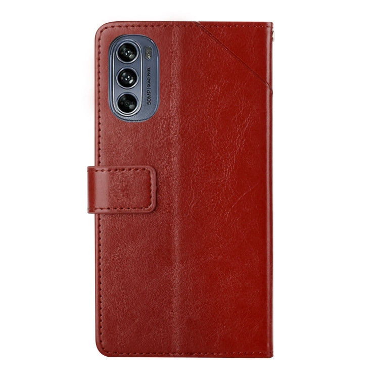 For Motorola Moto G62 5G Y Stitching Horizontal Flip Leather Phone Case(Brown)