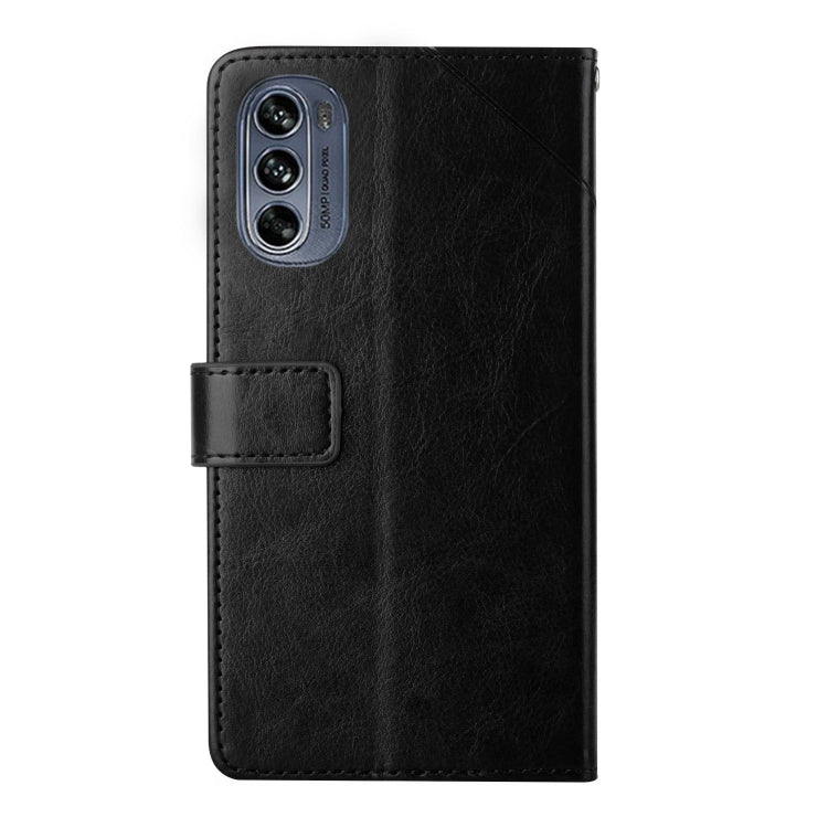 For Motorola Moto G62 5G Y Stitching Horizontal Flip Leather Phone Case(Black)
