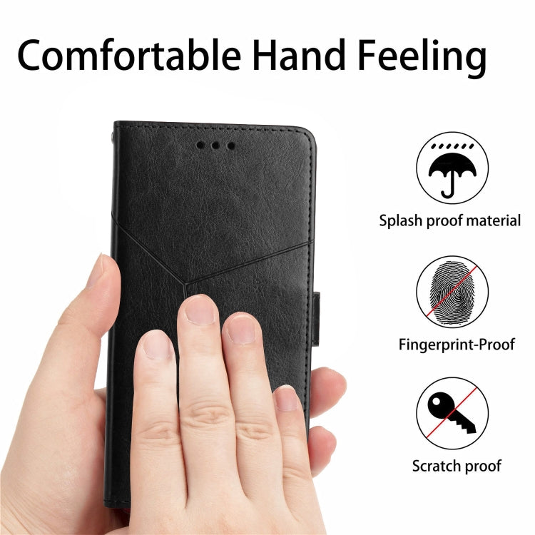 For Motorola Moto G62 5G Y Stitching Horizontal Flip Leather Phone Case(Black)