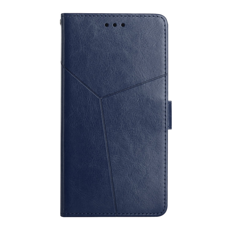 For Motorola Moto G62 5G Y Stitching Horizontal Flip Leather Phone Case(Blue)