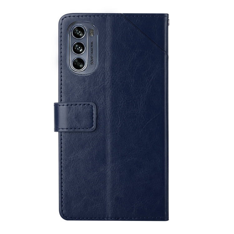 For Motorola Moto G62 5G Y Stitching Horizontal Flip Leather Phone Case(Blue)