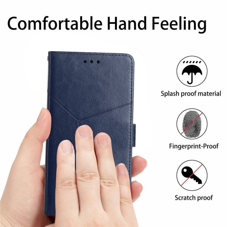 For Motorola Moto G62 5G Y Stitching Horizontal Flip Leather Phone Case(Blue)