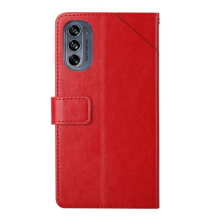 For Motorola Moto G62 5G Y Stitching Horizontal Flip Leather Phone Case(Red)