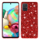 For Galaxy A51 Plating Glittery Powder Shockproof TPU Protective Case(Red)