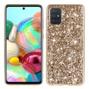 For Galaxy A51 Plating Glittery Powder Shockproof TPU Protective Case(Gold)