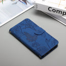For Motorola Moto G42 Skin Feel Butterfly Peony Embossed Leather Phone Case(Blue)