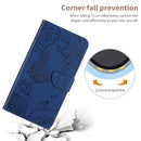 For Motorola Moto G62 5G Skin Feel Butterfly Peony Embossed Leather Phone Case(Blue)