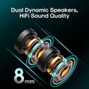 JOYROOM JR-DY01 Neckband Wireless Bluetooth Magnetic Dual Dynamic In-ear Sports Outdoor Earphone(Black)