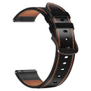 For Huawei Watch GT 3 46mm / GT Runner 22mm Tricolor Stitching Genuine Leather Watch Band(Black)