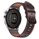 For Huawei Watch GT 3 46mm / GT Runner 22mm Tricolor Stitching Genuine Leather Watch Band(Dark Brown)
