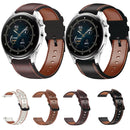 For Huawei Watch GT 3 46mm / GT Runner 22mm Tricolor Stitching Genuine Leather Watch Band(Black)