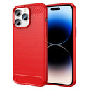 Brushed Texture Carbon Fiber TPU Phone Case For iPhone 14 Pro (Red)