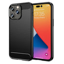Brushed Texture Carbon Fiber TPU Phone Case For iPhone 14 Pro Max (Black)
