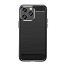 Brushed Texture Carbon Fiber TPU Phone Case For iPhone 14 Pro Max (Black)