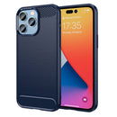 Brushed Texture Carbon Fiber TPU Phone Case For iPhone 14 Pro Max (Blue)