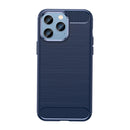 Brushed Texture Carbon Fiber TPU Phone Case For iPhone 14 Pro Max (Blue)