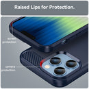 Brushed Texture Carbon Fiber TPU Phone Case For iPhone 14 Pro Max (Blue)