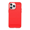 Brushed Texture Carbon Fiber TPU Phone Case For iPhone 14 Pro Max (Red)