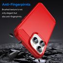 Brushed Texture Carbon Fiber TPU Phone Case For iPhone 14 Pro Max (Red)