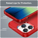 Brushed Texture Carbon Fiber TPU Phone Case For iPhone 14 Pro Max (Red)