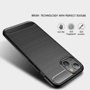 Brushed Texture Carbon Fiber TPU Phone Case For iPhone 14 (Black)