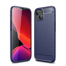 Brushed Texture Carbon Fiber TPU Phone Case For iPhone 14 (Blue)