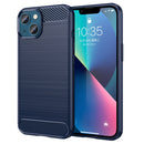 Brushed Texture Carbon Fiber TPU Phone Case For iPhone 14 Max (Blue)