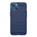 Brushed Texture Carbon Fiber TPU Phone Case For iPhone 14 Max (Blue)